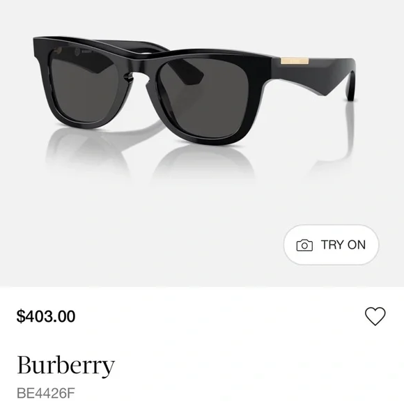 $403 Burberry Mens Unisex B 4426 Black Sunglasses Recent Style / Womens - Picture 1 of 14